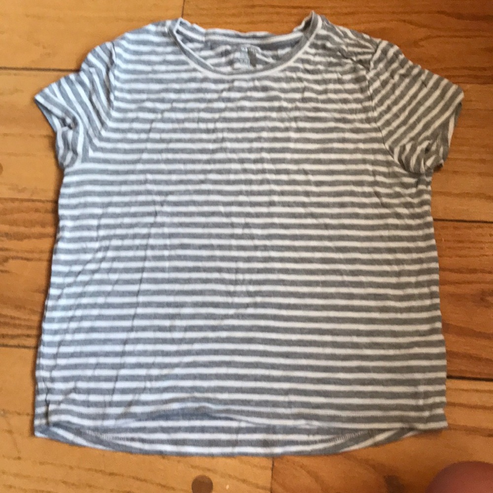 Grey and white striped shirt